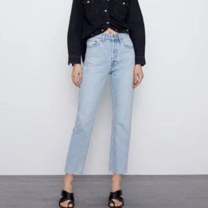ZARA High Rise Straight Leg Jeans